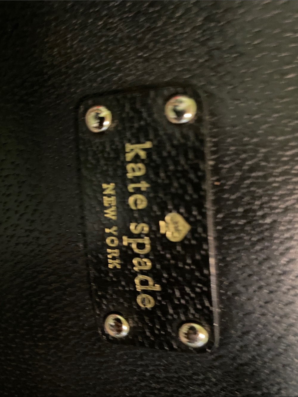 kate spade Black Leather Tote with Gold Logo Plate - Picture 2 of 11